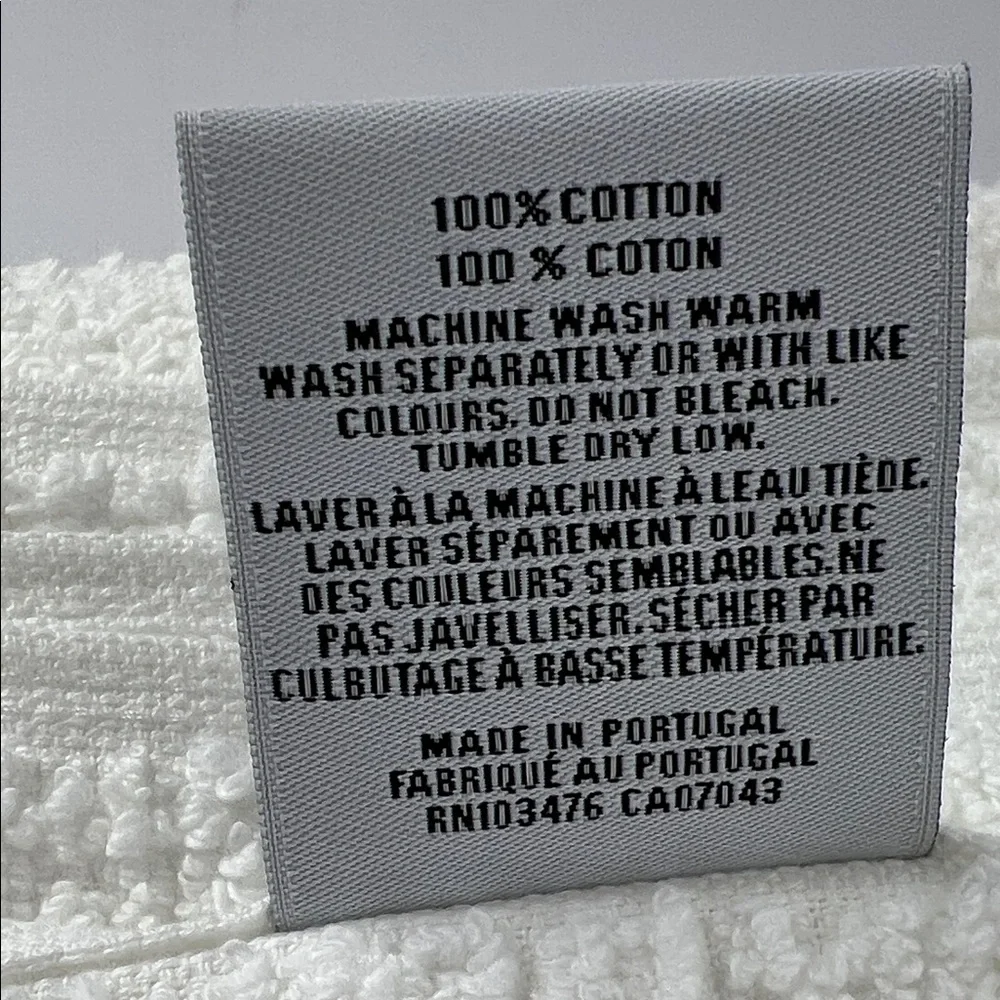 Bianca Bath Towels Luxurious White with Fringe Textured Portugal Set of 2 NEW